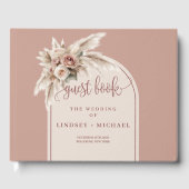 Glamoureuze Dusty Pink Pampas Arch Guest Book Gastenboek (Voorkant)
