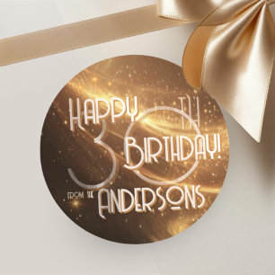 Glamoureuze Elegant Font Champagne Kleur Verjaarda Ronde Sticker