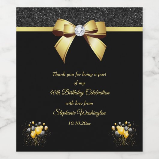 Glamoureuze elegantie verjaardag wijn etiket (Enkel label)