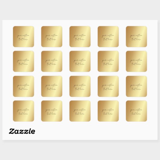 Glamoureuze Faux Gold Uw aangepaste tekst hier Vierkante Sticker (Vel)