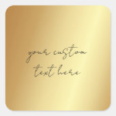 Glamoureuze Faux Gold Uw aangepaste tekst hier Vierkante Sticker (Voorkant)