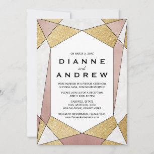Glamoureuze Geometrische Diamanten Elopement Ontva Kaart
