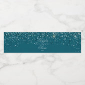 Glamoureuze glitter, Blauwgroen Waterfles Etiket (Enkel label)