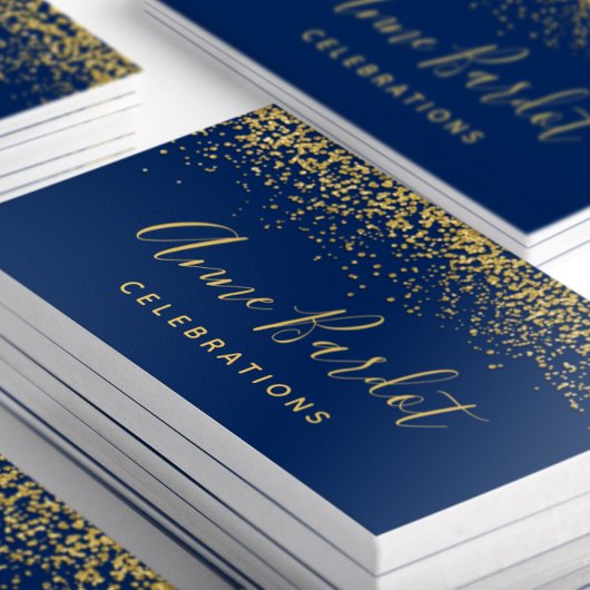 Glamoureuze Glitter Confetti Navy Blue Visitekaartje