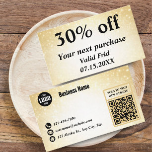 Glamoureuze Glitter Gold QR Code Loyaliteitskortin Kortingskaartje