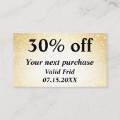 Glamoureuze Glitter Gold QR Code Loyaliteitskortin Kortingskaartje (Voorkant)