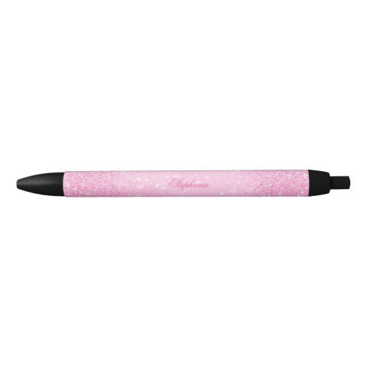 Glamoureuze Glittery Pink Zwarte Inkt Pen (Voorkant)