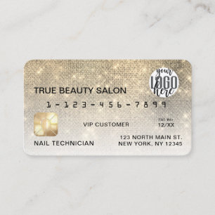 Glamoureuze Gold Sequin Glitter-creditcard Logo Visitekaartje