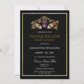 Glamoureuze Gouden Glitters Masquerade Sweet 16 Kaart (Voorkant)