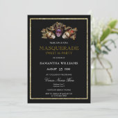 Glamoureuze Gouden Glitters Masquerade Sweet 16 Kaart (Staand voorkant)