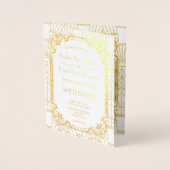 Glamoureuze Gouden Great Gatsby Art Deco Trouw Folie Kaarten (Voorkant)