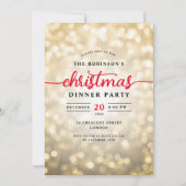 Glamoureuze gouden lichten Kerst dinerfeest Kaart (Voorkant)