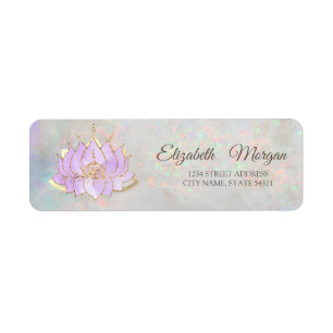 Glamoureuze Gouden Lila Lotus Holografisch Opaal Etiket