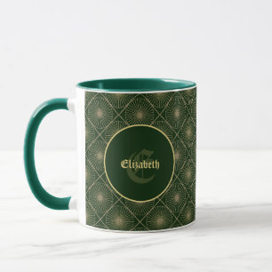 Glamoureuze Gouden Persoonlijke Art Deco Groen & G Mok