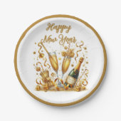 Glamoureuze Gouden Sparkle New Years Eve Papieren Bordje (Voorkant)