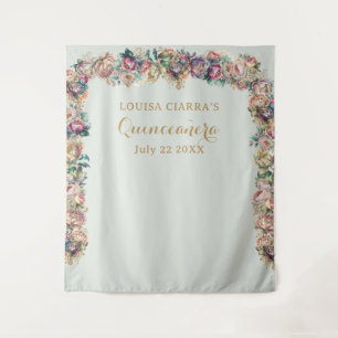 Glamoureuze Gouden Sparkle Peony Quinceanera Wandkleed
