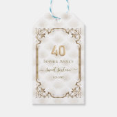 Glamoureuze Gouden Witte Art Deco 40e Verjaardag Cadeaulabel (Voorkant)