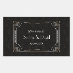 Glamoureuze Great Gatsby Gouden Art Deco Trouwdag Rechthoekige Sticker
