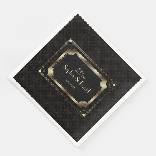 Glamoureuze Great Gatsby Gouden Zwarte Art Deco Tr Servet (Hoek)