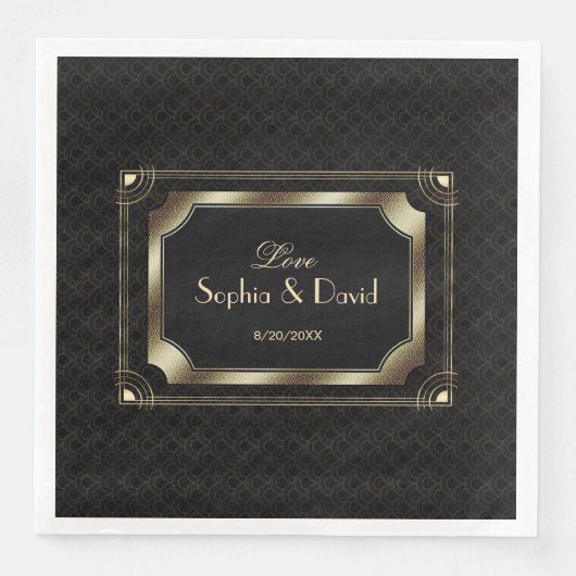 Glamoureuze Great Gatsby Gouden Zwarte Art Deco Tr Servet (Voorkant)