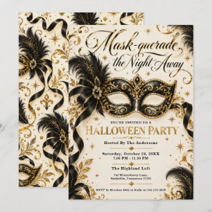 Glamoureuze Halloween-masqueradefeest Kaart
