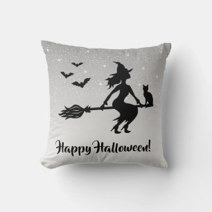 Glamoureuze Heks Grijs En Zwart Gelukkig Halloween Kussen