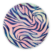 Glamoureuze Holografische Glitter Blauwe Zebra Str Keramische Knop (Voorkant)