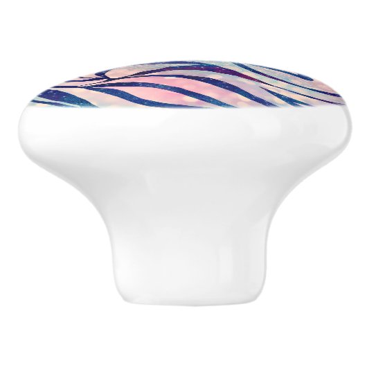 Glamoureuze Holografische Glitter Blauwe Zebra Str Keramische Knop (Zijkant)