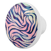 Glamoureuze Holografische Glitter Blauwe Zebra Str Keramische Knop (Rechts)