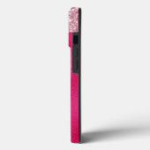 Glamoureuze Hot Pink Glitter Monogram Initialen Case-Mate iPhone Case (Achterkant / Links)