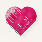 Glamoureuze Hot Pink Glitter Monogram Initialen Notitieboek (Voorkant)