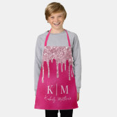 Glamoureuze Hot Pink Glitter Monogram Initialen Schort (Gedragen)