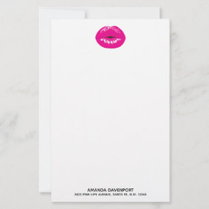 Glamoureuze Illustratie met Heet Roze Lippen Briefpapier