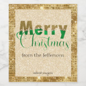 Glamoureuze kerst met groene diamanten wijn etiket (Enkel label)