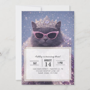 Glamoureuze Koningin Kat Glanzende Fantasie Portre Kaart