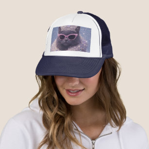 Glamoureuze Koningin Kat Glinsterende Fantasie Por Trucker Pet