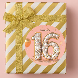 Glamoureuze Koninklijke Parel Blush Roze Gouden Sw Ronde Sticker