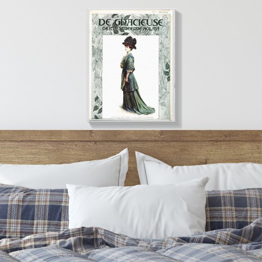 Glamoureuze Lady Mode Illustratie Canvas Afdruk (Insitu (Slaapkamer))