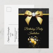 Glamoureuze legance Birthday Party Uitnodiging Briefkaart (Voorkant / Achterkant)