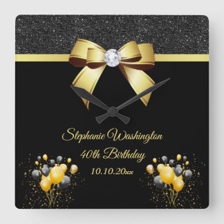 Glamoureuze legance Birthday Party Vierkante Klok