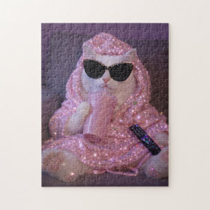 Glamoureuze Luie Kat in Zonnebril met Glitterdr Legpuzzel