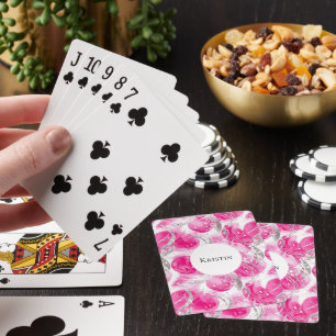 Glamoureuze Meisjesachtige Roze Zilveren Abstracte Pokerkaarten