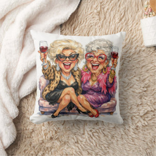 Glamoureuze Oude Dames Met Rode Wijn Kussen
