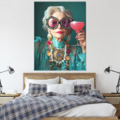 Glamoureuze oudere vrouw moedige luxe Mode Canvas Afdruk (Insitu (Slaapkamer))