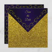 Glamoureuze Paarse en gouden Save The Date (Voorkant / Achterkant)