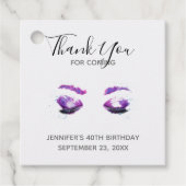 Glamoureuze Paarse ogen & Brows Waterverf Dank je Bedankjes Labels (Voorkant)