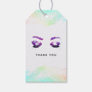 Glamoureuze Paarse ogen & Brows Waterverf Dank je Cadeaulabel
