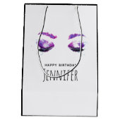 Glamoureuze Paarse ogen en Brows Waterverf Birthda Medium Cadeauzakje (Achterkant)