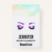 Glamoureuze Paarse ogen en Waterverf van Brows Badge (Voorkant)