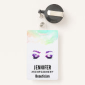 Glamoureuze Paarse ogen en Waterverf van Brows Badge (Achterkant met intrekbare)